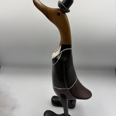 Wedding Bride And Groom Wooden Ducks Handmade Veil Dress Tuxedo Statues Unique