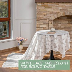 Jayla White Lace Tablecloth 60 X 120 120″ x 60″ (Rectangular), Camellia