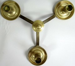 Brass Candle Holder Maitland Smith Candelabra Triple Taper Table Top Drip Pans