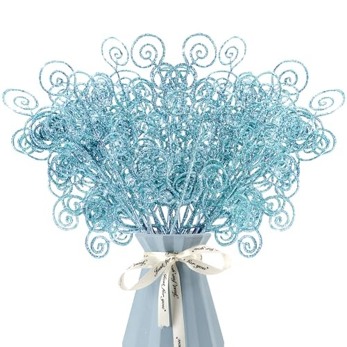 Pieces Glitter Christmas Picks Ornaments Decorative Sticks Candy 24 Light Blue