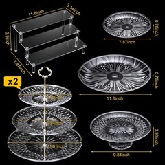 6 Pcs Acrylic Dessert Stands Set Include Display Risers Cupcake Tower and Clear