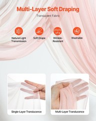 Realistic Pink Silk Wedding Arch Flowers with 21ft Drapes 2PC Set
