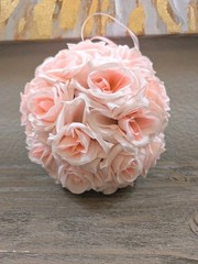 Lot of 6 Blush Pink Rose Kissing Balls 7″ Wedding Decor Pomander Hanging Floral