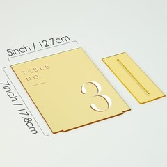 Gold Wedding Table Numbers 1-10 with Stands, 5″x7″ Gold Mirror Acrylic Table …