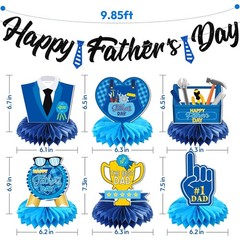 Happy Father’s Day Decorations Banner Table Honeycomb Centerpiece for Party, 3D
