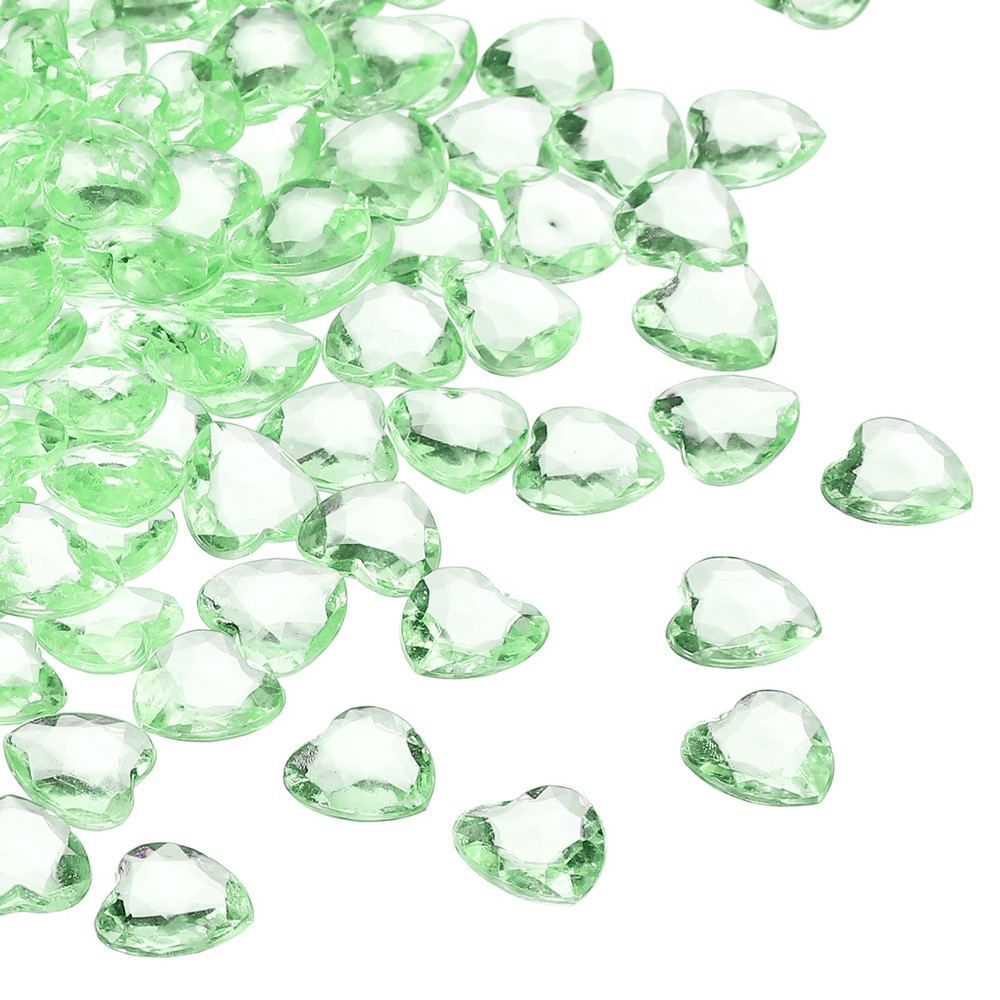 250Pcs Acrylic Heart Gems Heart Shaped Bauble Vase Filler Ornament Light Green