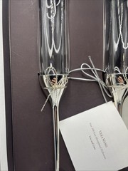 VERA WANG Wedgwood .999 Pure Silverplated Crystal LOVE KNOTS Toasting FLUTES