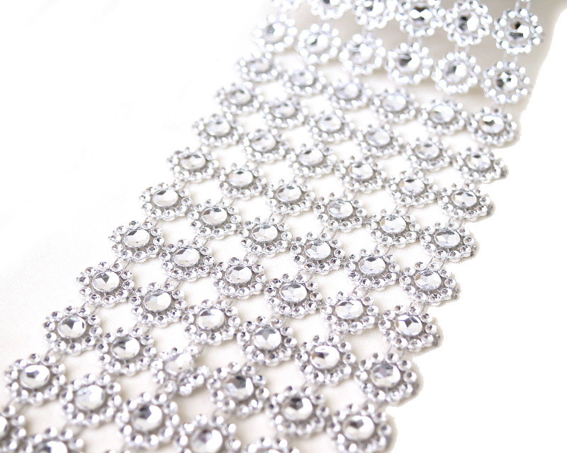 10YD Diamond Bling Mesh Rhinestone Ribbon Wrap Diamond Wedding Decoration 4″