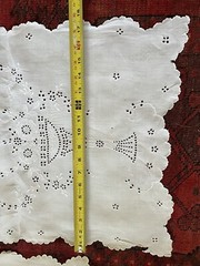2 VTG Italian Hand Embroidery Floral Stem Chalice Goblet Figure Runners 51″ x18″