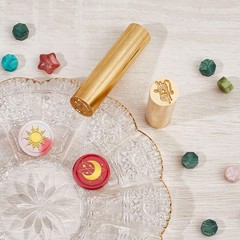 CRASPIRE 2 Sides Pattern Wax Seal Stamp 15mm Mini Moon and Sun Star Magic Soi…