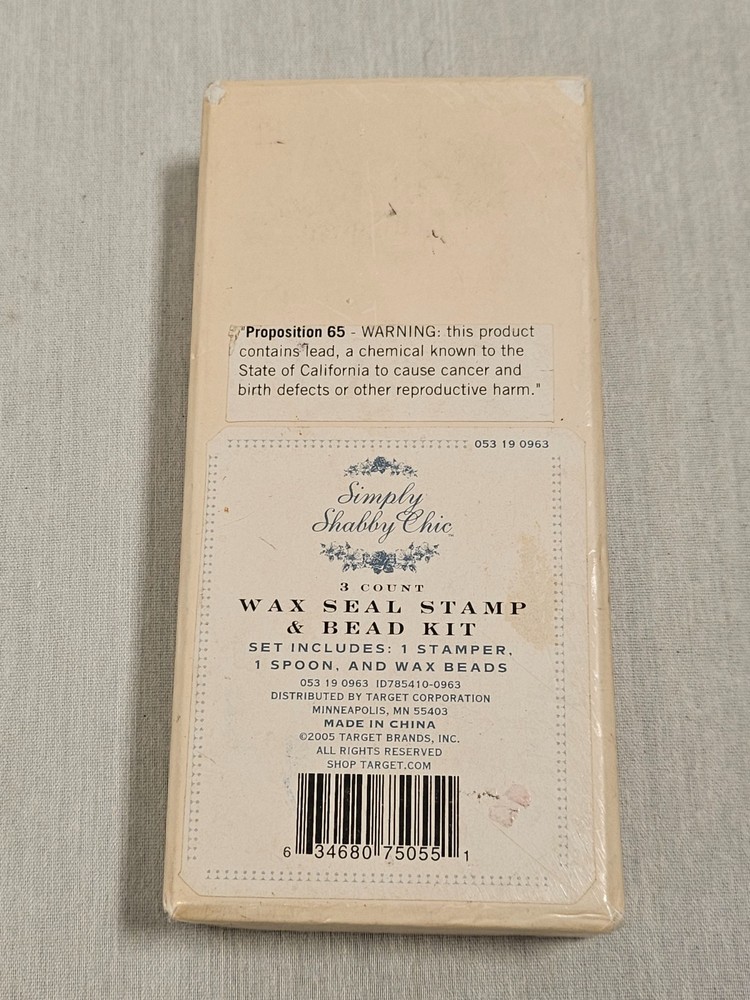 Simply Shabby Chic – Pink Wax Seal Stamp And Bead Kit – Rose Stamper – Used VTG