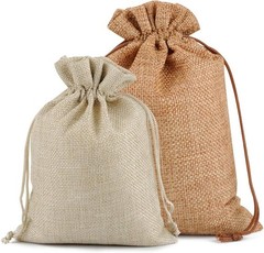 25/50/100 Wedding Hessian Burlap Hessian Jute Favor Gift Bags Drawstring Pouch