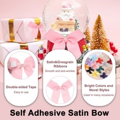 24 Pieces Mini Satin Bow 2″ Flower Sticker Light Pink