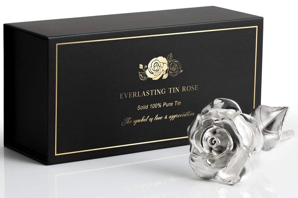 BESZONE Tin Rose 10th 5.2 x x 2.2 inches, Rose-10th Anniversary Gift