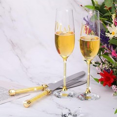Wedding Knife and Server, Crystal Glasses Engraved Mr & Mrs, Cake Cutting Set