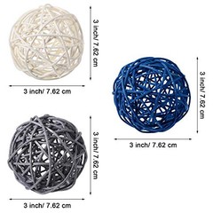 Yaomiao 6 Pieces Wicker Rattan Balls – Decorative Orbs Vase Fillers