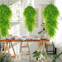 4Pcs Artificial Boston Fern Plant Fake Hanging Plastic Vine Home Outdoor Decor
