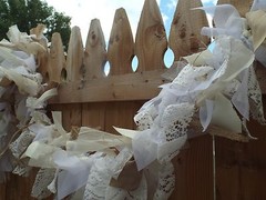 Burlap Wedding Decoration Lace Rag Garland Banner Shabby Cottage Chic 5 feet