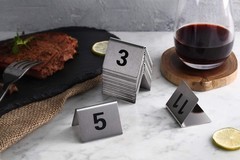 New Star Foodservice 27617 Stainless Steel Tent Style Table Number Card, 1-25…