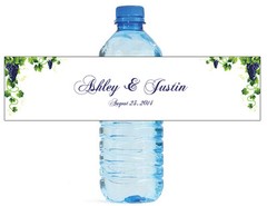 100 Grapevine Grape floral theme wedding anniversary Water Bottle Labels 8″x2″