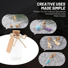 Mini Glass Bottles 10ml Cork Vials Wedding Favors w/ Tags String 100pc Bulk Wish