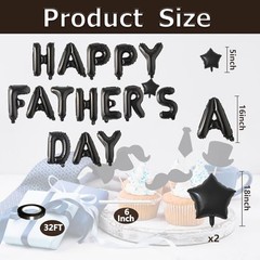 16 Inch “HAPPY FATHER’S DAY” Balloons Banner with 18 Inch Star Balloons –