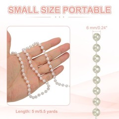 5.5 Yards Pearl Beads Garland, 6mm Faux Pearl Ribbon Pearls Chain String
