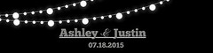 Black background and white glowing Market Lights Wedding Water Bottle Labels