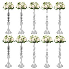 10 Pcs Silver Vases Wedding Tables Centerpieces Vases 19.7″ Height Flower Vases