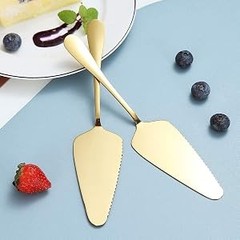 Gold Cake Pie Pastry Server Pack Of 2, Wedding Cake Knife And Server Set,