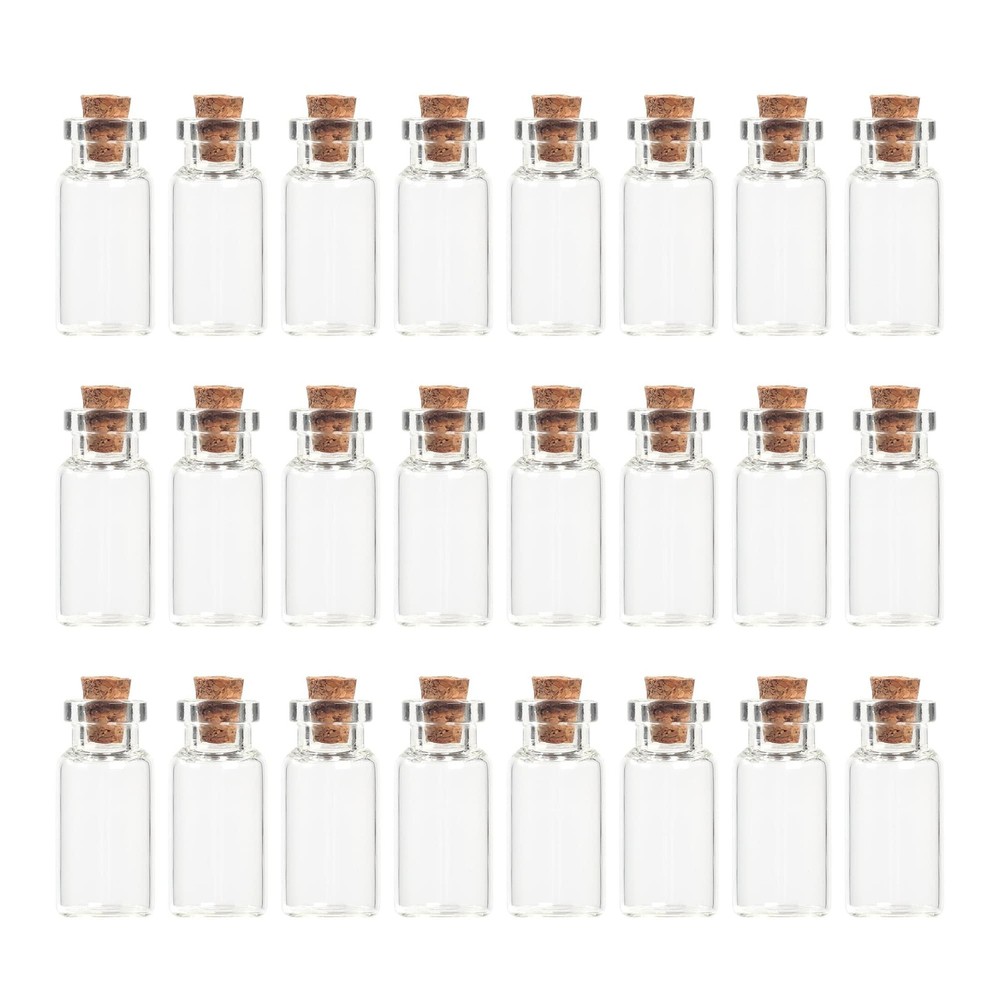 Magic Season Tiny Decorative Glass Bottles (24 Pcs / 0.6×1.5 inch) Transparent