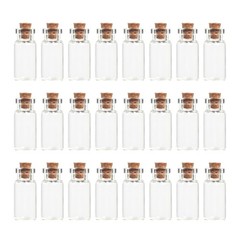 Magic Season Tiny Decorative Glass Bottles (24 Pcs / 0.6×1.5 inch) Transparent