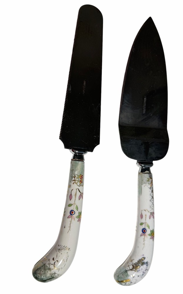 Vintage England Stainless Steel Cake Knife Serving Pieces Flowers