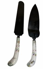 Vintage England Stainless Steel Cake Knife Serving Pieces Flowers