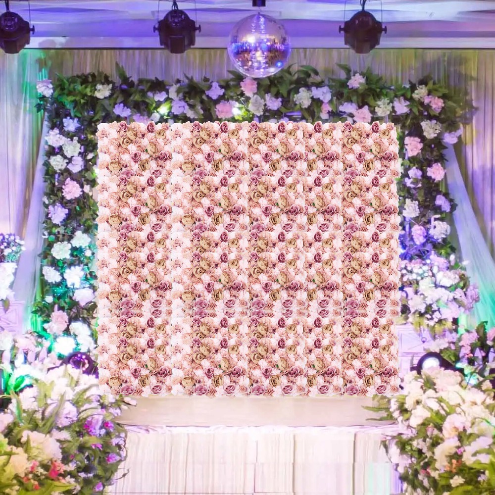 6 Pcs Artificial Flower Wall Panels Backdrop Bouquet Wedding Party Home Decor
