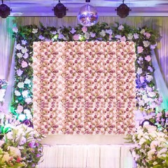 6 Pcs Artificial Flower Wall Panels Backdrop Bouquet Wedding Party Home Decor