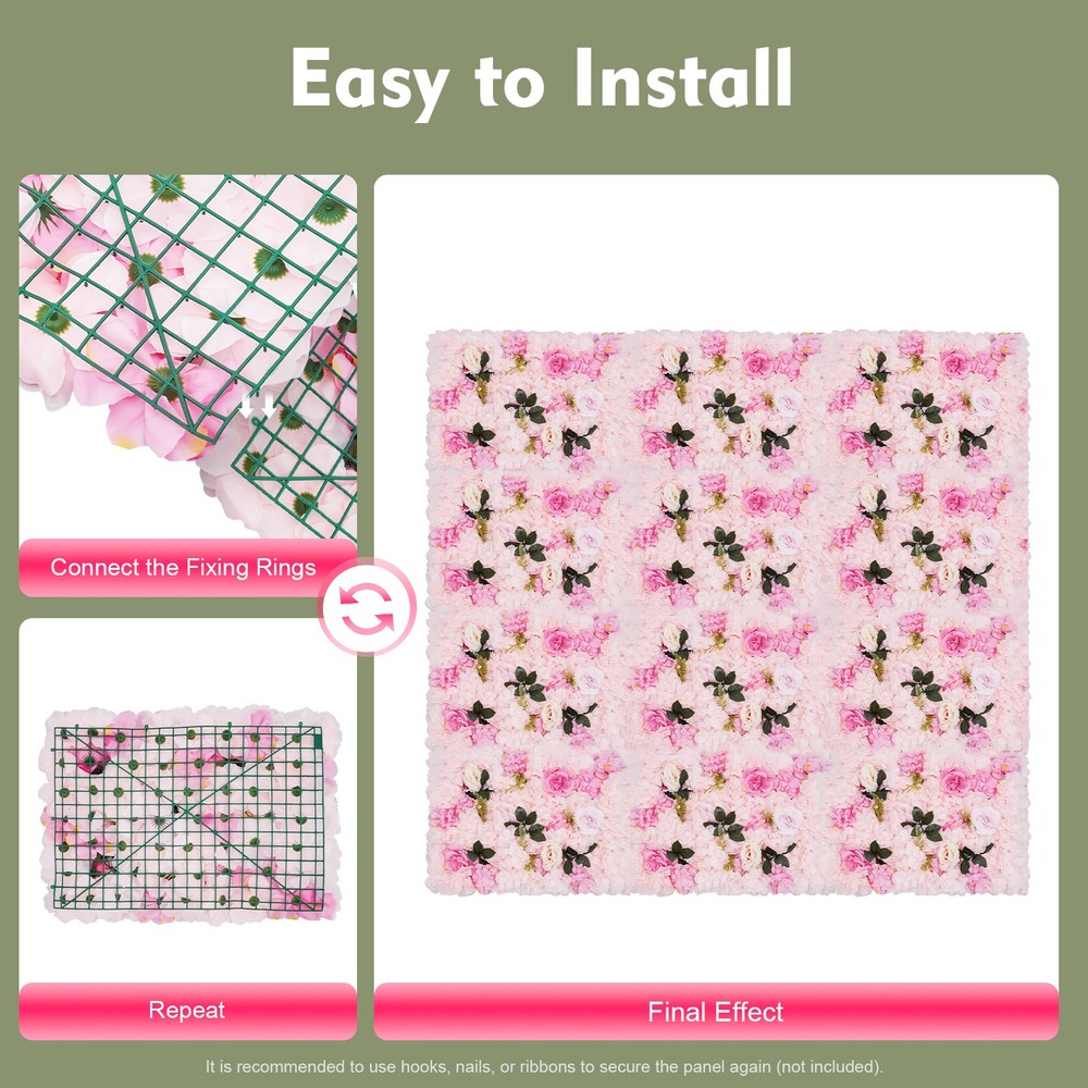 12pcs Artificial Flower Wall Panels Wedding Backdrop 60x40CM (each) Pink