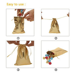 50Pcs Gold Gift Drawstring Bags Pouches for Jewelry Organizers Favor Candy Bar C
