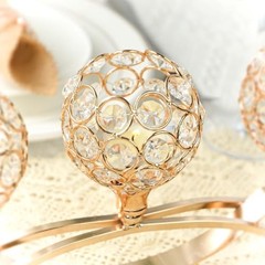 Crystal Tealight Candle Holder Centerpiece Home Decorative 4 Pieces Gold