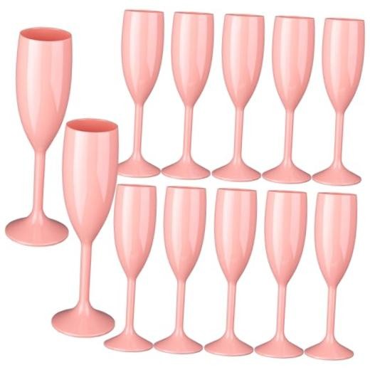 12pcs Champagne Flutes,6OZ Acrylic Champagne Glasses Plastic 12 PCS Light Pink