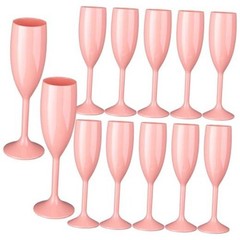 12pcs Champagne Flutes,6OZ Acrylic Champagne Glasses Plastic 12 PCS Light Pink