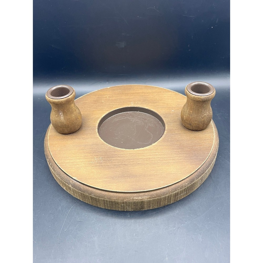 Studio His & Hers Unity Candle Stand Wood Grain Finish 2 Candle Holder 9″ Diam