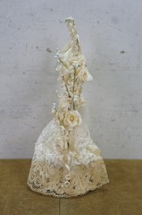 Mid Century 1950s Bride & Groom Marriage Wedding Cake Topper Arch 11″