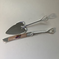 Celebrate It Silver Heart Wedding Cake Knife And Server Set