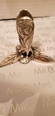 Bridal Bouquet Holder Fluted Rim Nickel Plated with Footed Base Vintage Look
