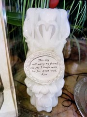 Lillian Rose White Unity Candle Wedding Wax Quote «This day I will marry my»
