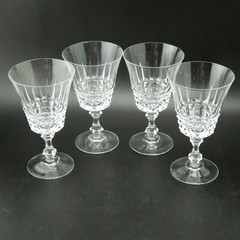 4 French Cut Lead Crystal Wine Glasses Verres Tuileries 25 centiliters 24%+ PbO