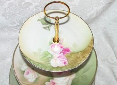 Custom Three Tier Tea Party Cake Stand Made With Vintage Hand Painted Plates