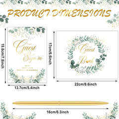 Geyee 3 Pcs Wedding Guest Book Set, Wedding Reception Registry Book with Pen and