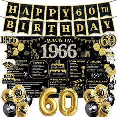 70th Birthday Decorations for Men – Black Gold Party Supplies Set